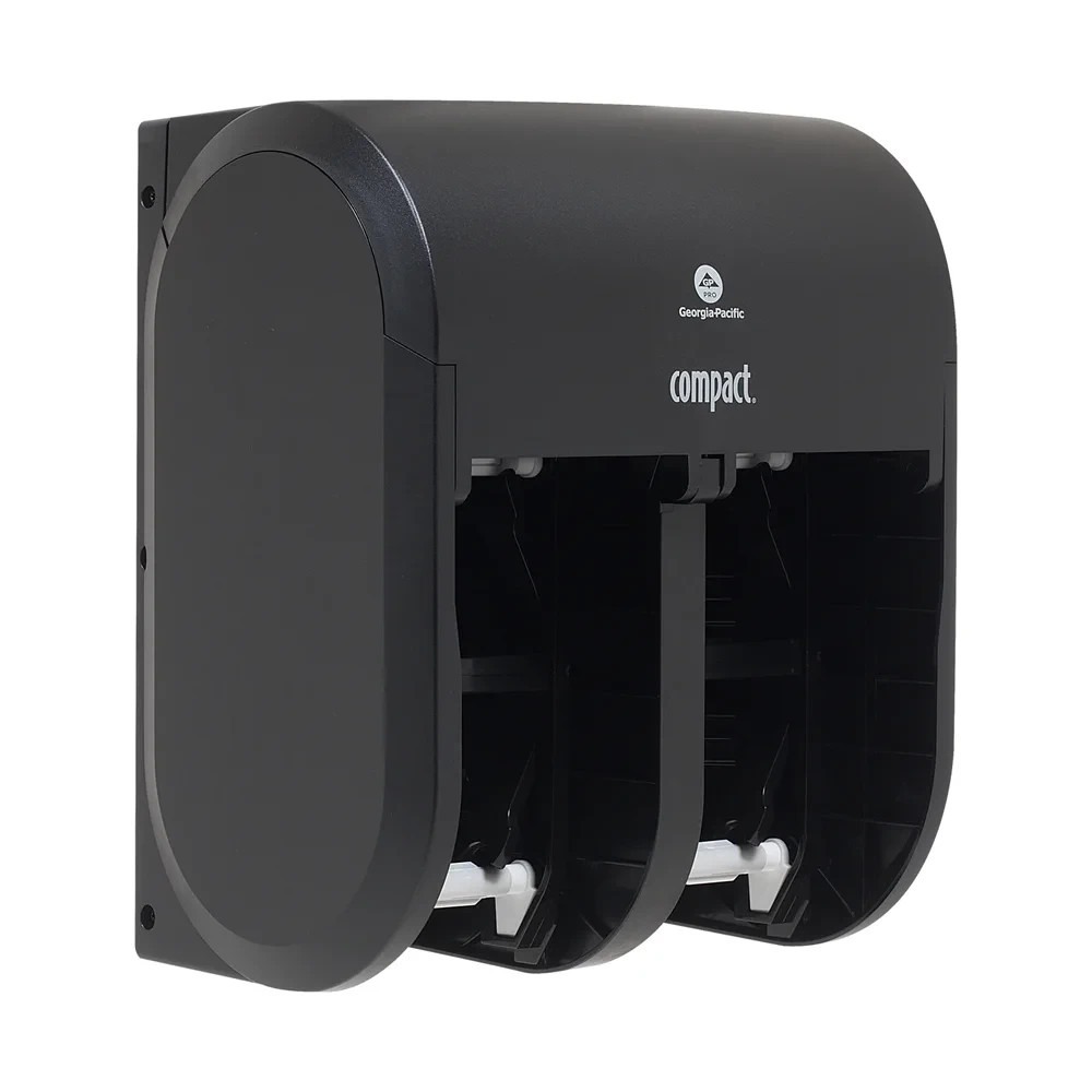 Compact Quad Vertical‎ Four Roll Coreless Tissue Dispenser #56744A Black
